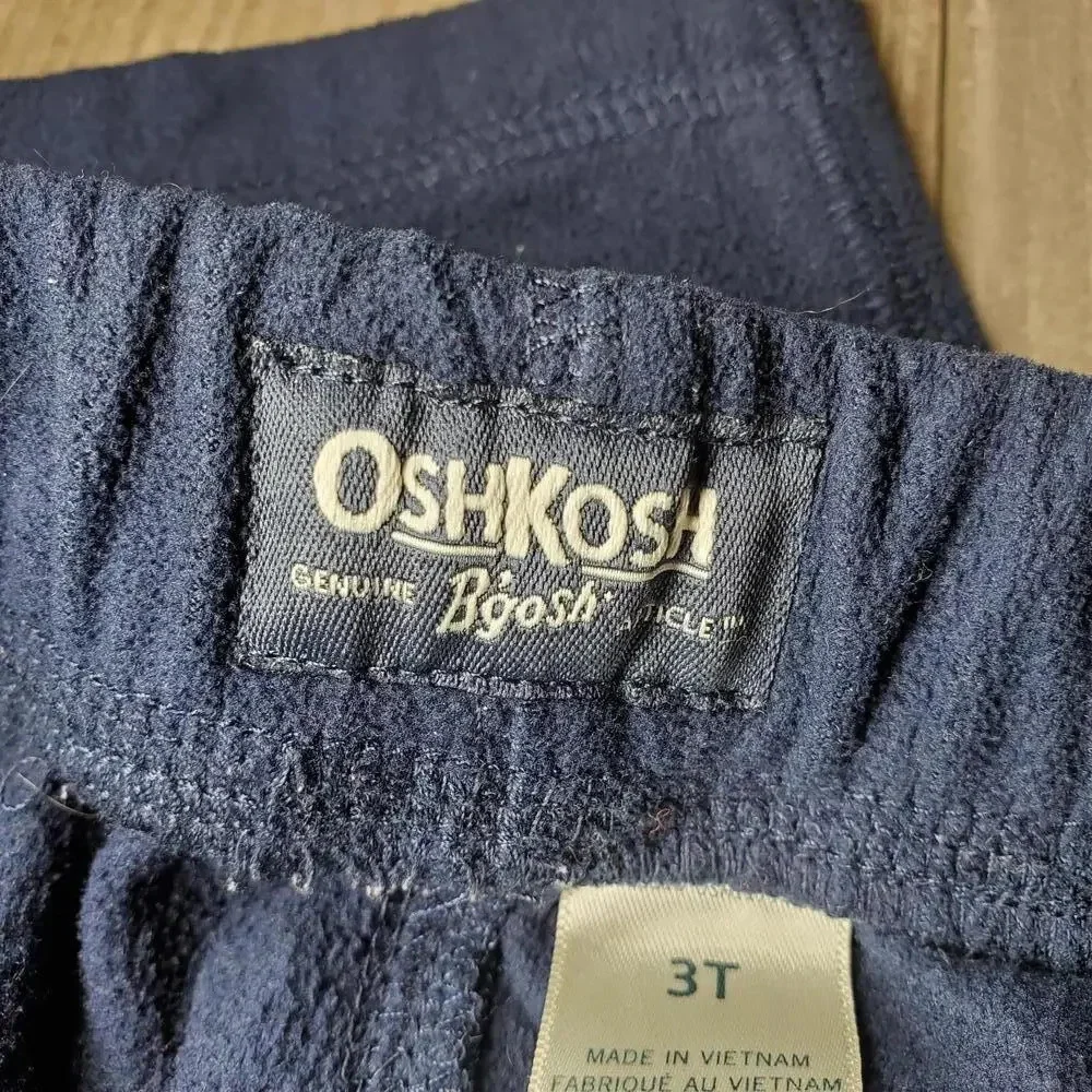 OshKosh B'gosh Navy Blue Fleece Sweatpants Toddler Boy Size 3T EUC